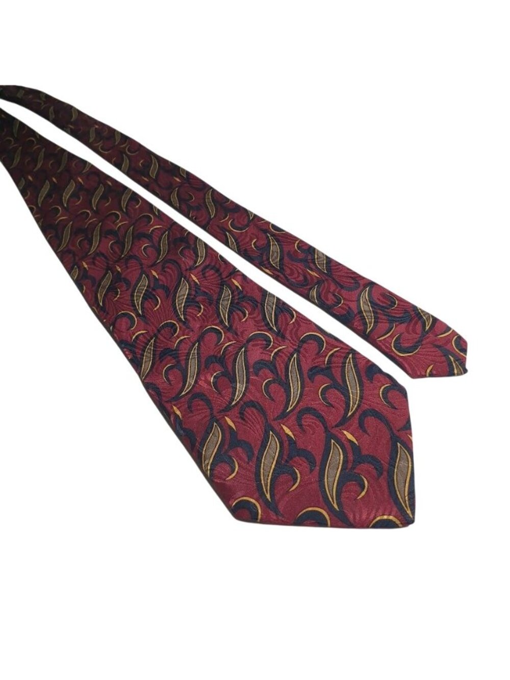 Z Inc Maroon Gold Navy Men Necktie Woven Pattern Business Silk Tie Office Gift
